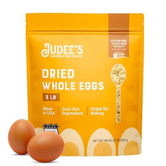 Judee's Gluten Free Dried Whole Egg Powder - High-Protein Egg Protein Powder - For Breakfast, Baking, and Camping Meals - Simplifies Outdoor Cooking Preparation - 3 lb Pouch