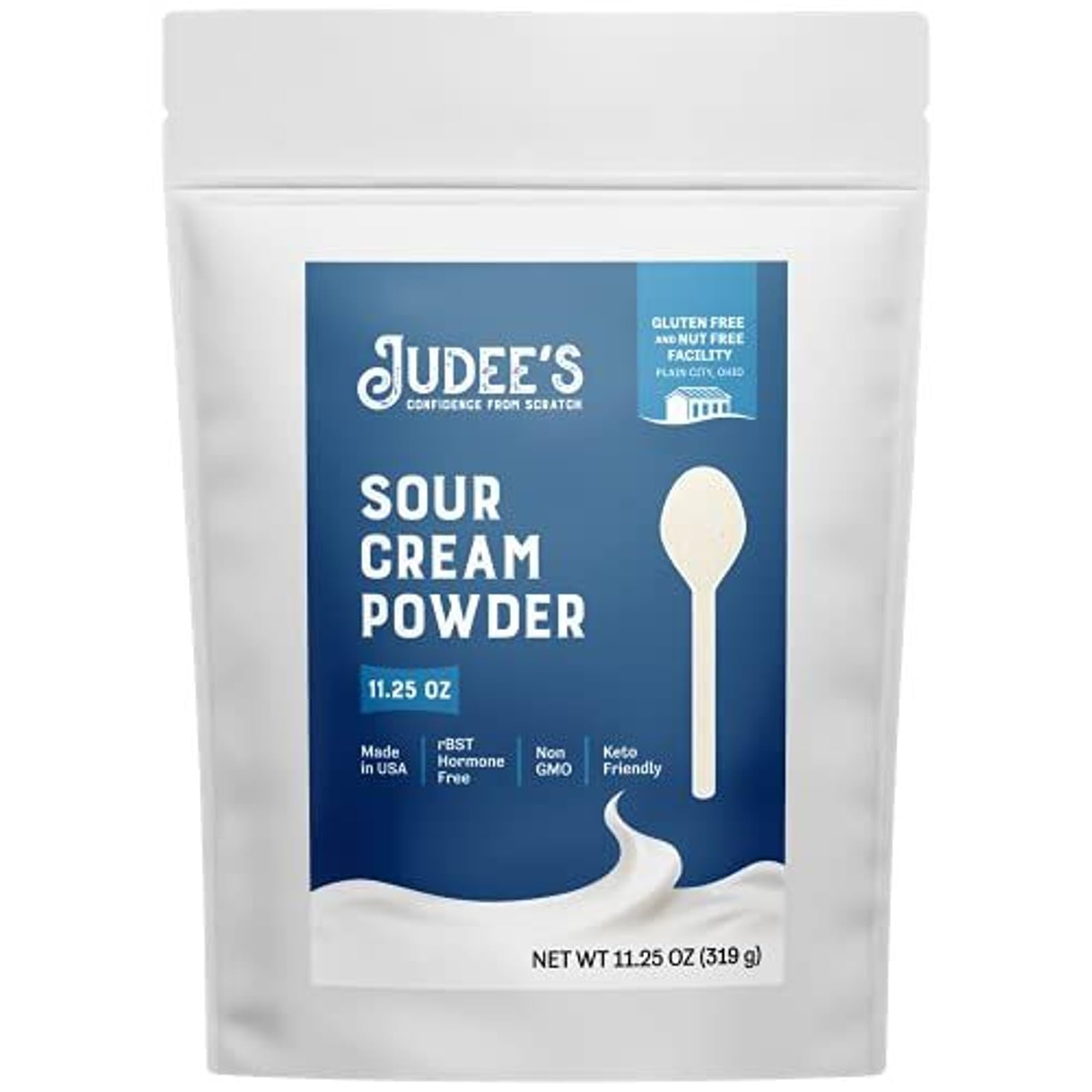 Judee's Gluten Free Sour OKA4Cream Powder 11.25 oz - Non-GMO, Hormone-Free, Gluten & Nut Free - Made in USA - Powdered Sour Cream for Baking, Toppings & Dips
