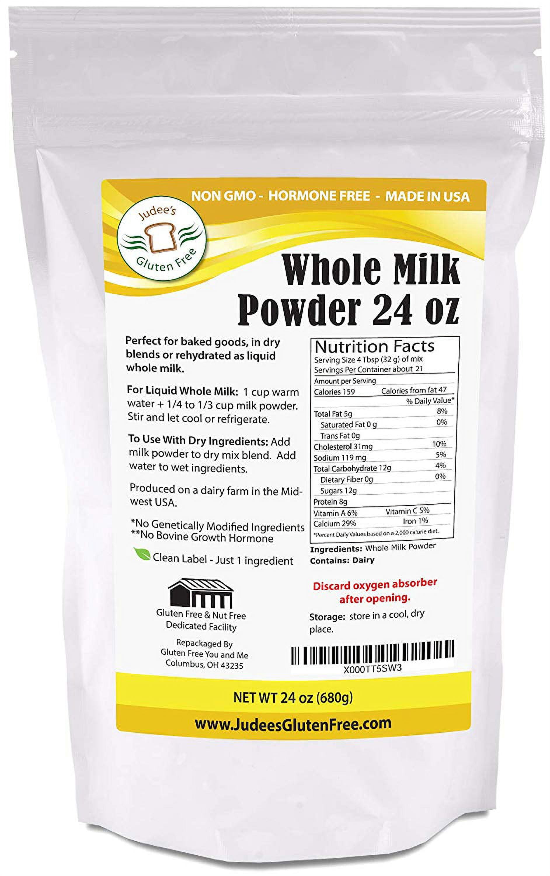 Judee's Gluten Free Whole Milk Powder, 24 Oz