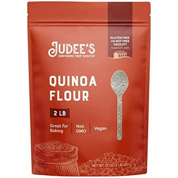 Judee's Quinoa Flour 2 lb, Non-GMO, Vegan - Great for Making Pancakes, Muffins, Pie Crusts, Quiches, and Breads - Made in a Dedicated Gluten-Free Facility