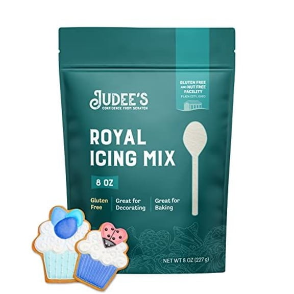 Judee's Gluten Free Royal Icing Mix - Easy Mixing with Meringue Powder - For Sugar Cookie Decorating & Cookie Icing - Gluten Free Meringue Powder & Nut Free Baking Mix - 8 Oz