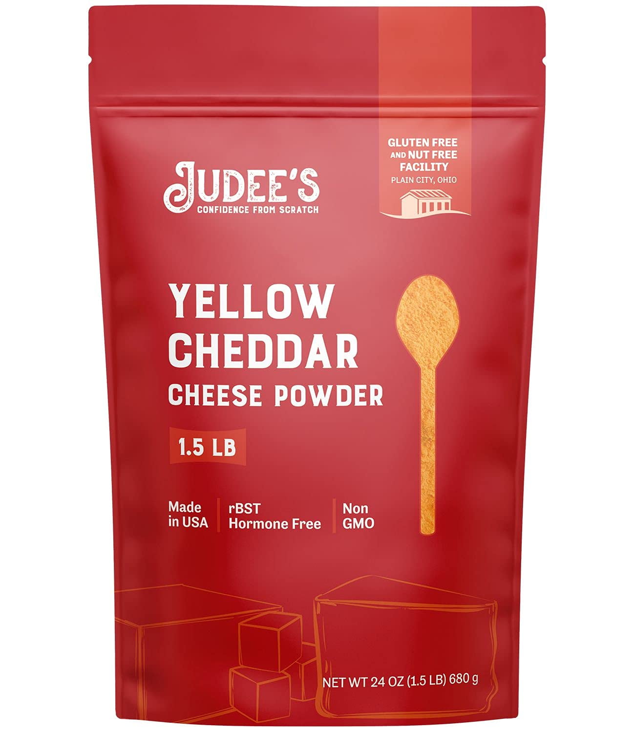 Judee’s Yellow Cheddar Cheese Powder 100 NonGMO, GlutenFree