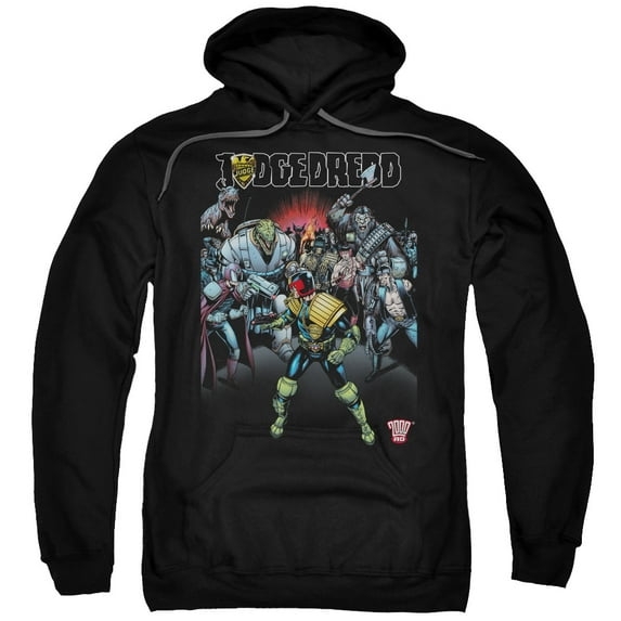 Judge Dredd Behind You Adult Pullover Hoodie Sweatshirt Black