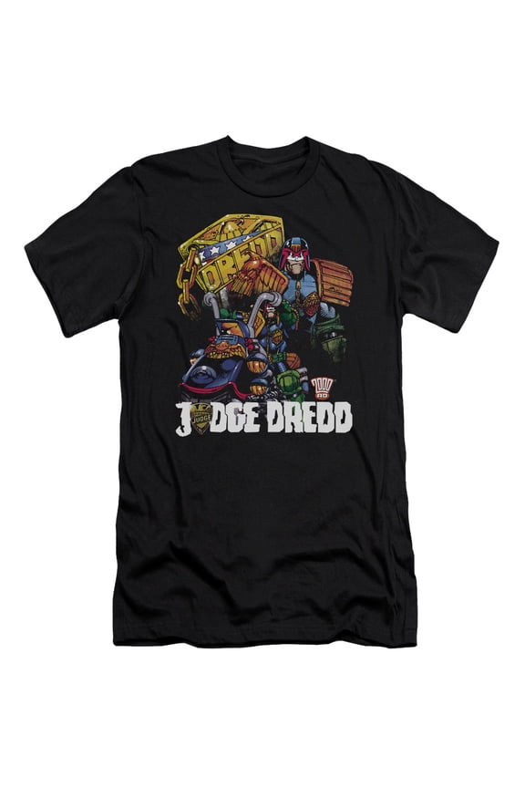 Judge Dredd Bike And Badge S/S Adult 30/1 T-Shirt Black