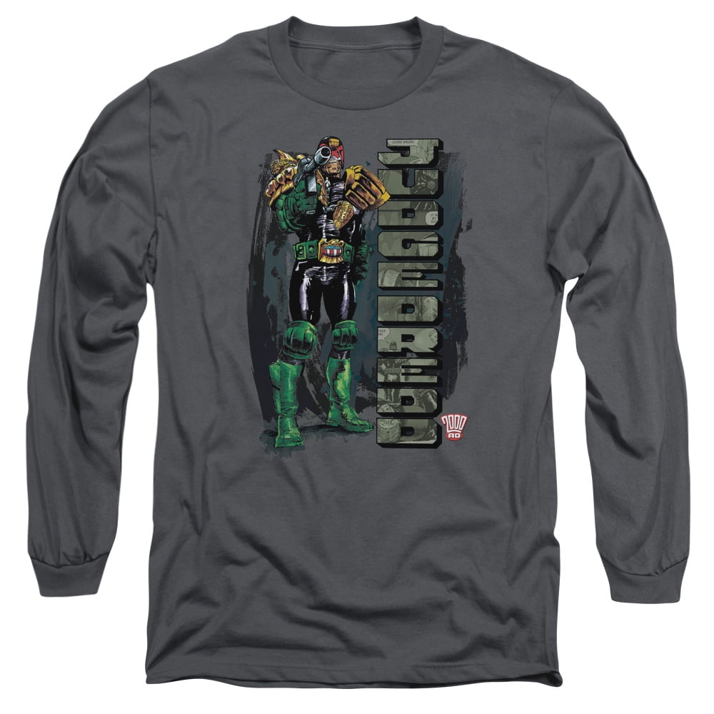 Judge Dredd Blam Long Sleeve Adult 18/1 T-Shirt Charcoal - Walmart ...