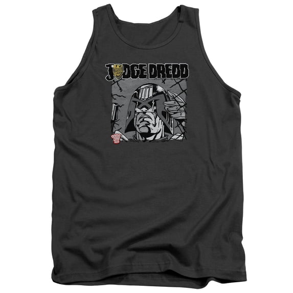 Judge Dredd Fenced Adult Tank Top Charcoal