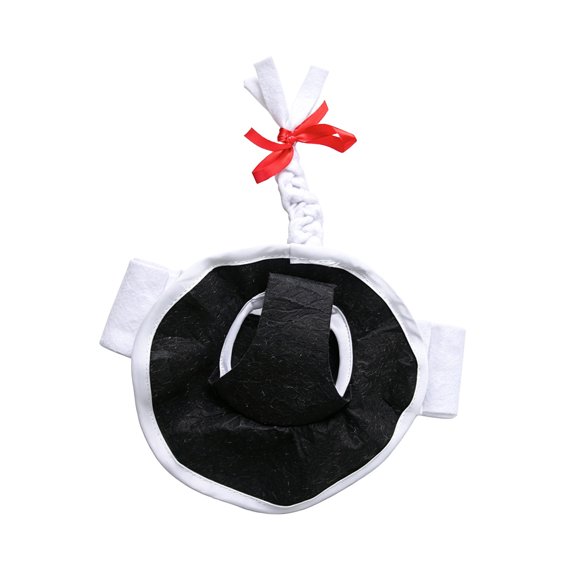 Judge Theme Pet Costume Hat, Black Cap and White Curled Hair Trim a Humorous Character for Parades, Pet Photos, and Theme Occasion