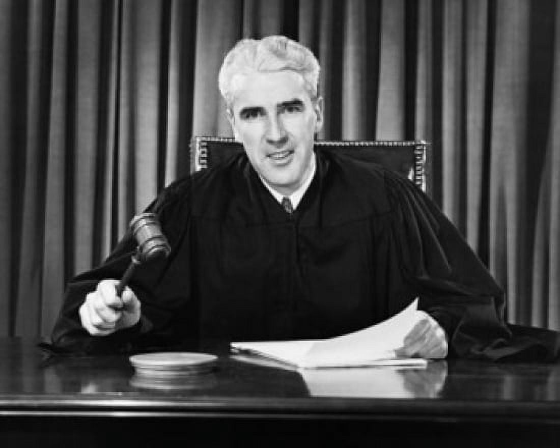 Judge holding a gavel and smiling Canvas Art - (24 x 36)
