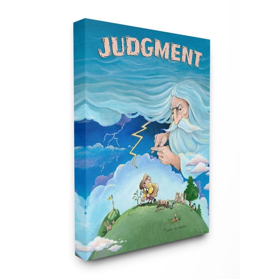 Judgement Funny Golf Cartoon Sports Design Oversized Stretched Canvas Wall Art by Gary Patterson