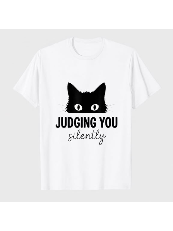 Judging You Silently Funny Black Cat Staring Meme T-Shirt