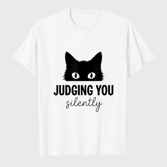 Judging You Silently Funny Black Cat Staring Meme T-Shirt