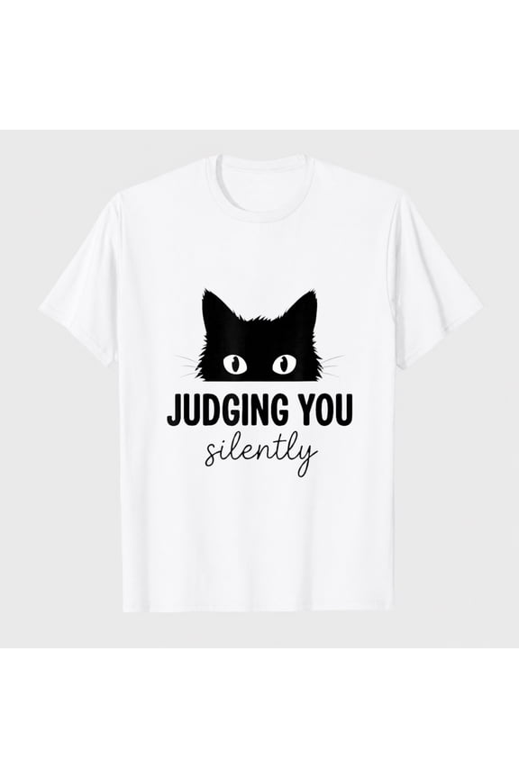 Judging You Silently Funny Black Cat Staring Meme T-Shirt