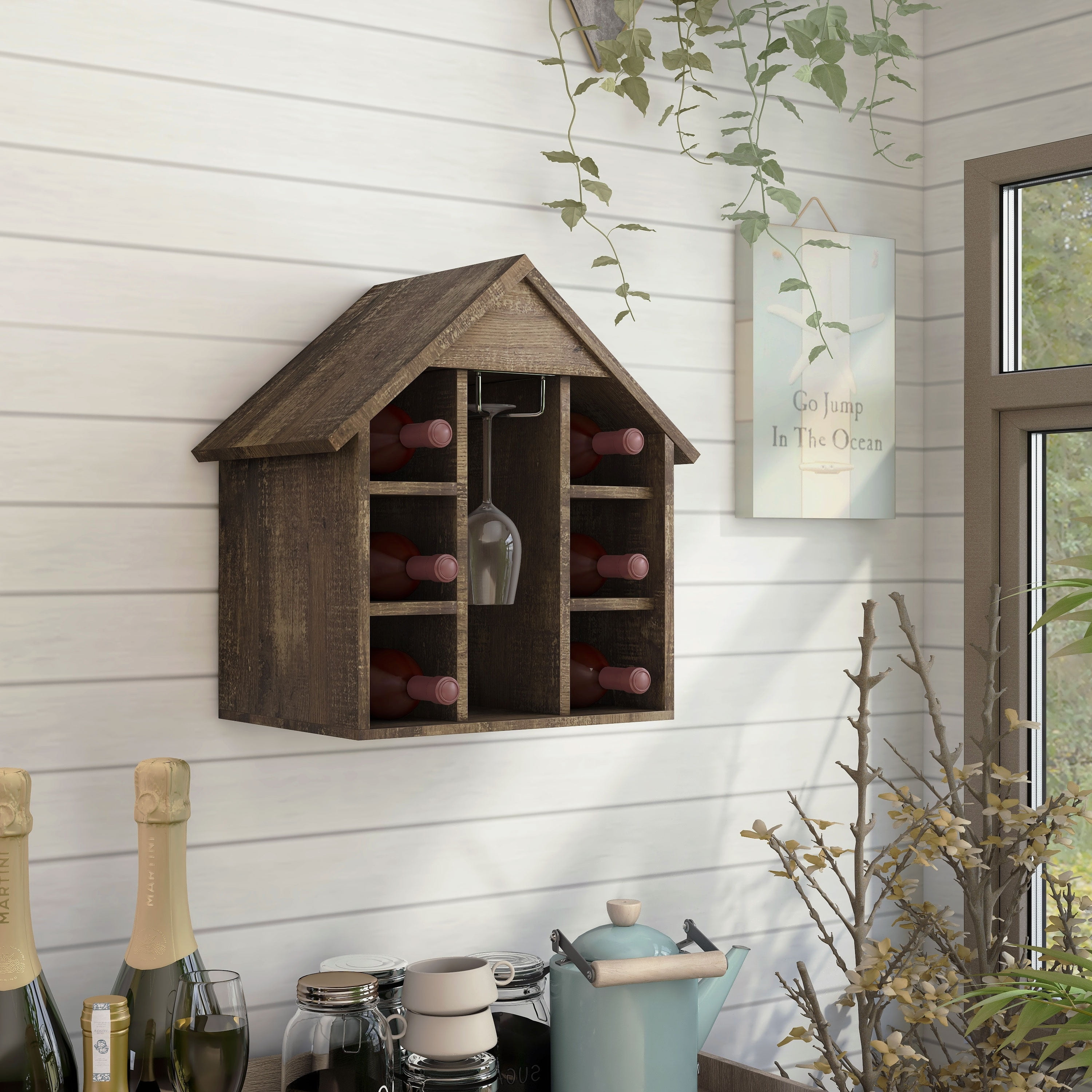 Judith Farmhouse Brown Tabletop Wine Rack
