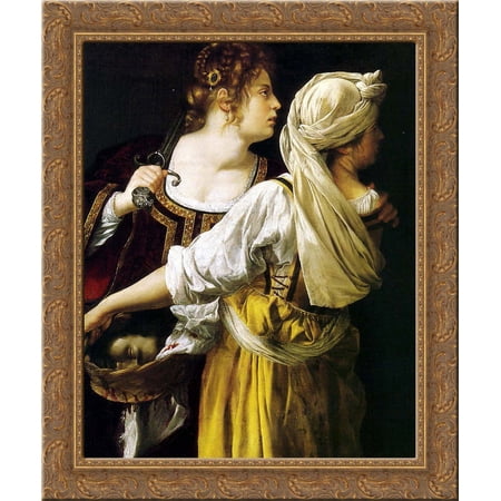 Judith and her Maidservant 24x20 Gold Ornate Wood Framed Canvas Art by Artemisia Gentileschi
