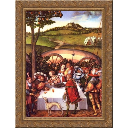 Judith at the Table of Holofernes 24x18 Gold Ornate Wood Framed Canvas Art by Lucas Cranach the Elder