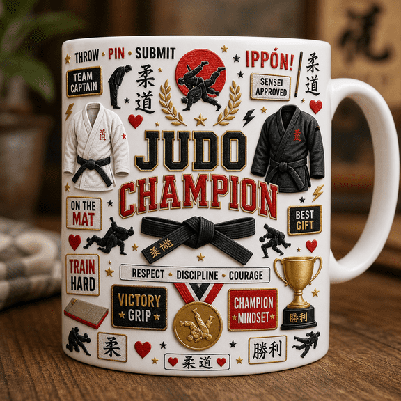 Judo Champion Gift Mug for Sensei, Judoka, Team Captain, Martial Arts Coffee Cup