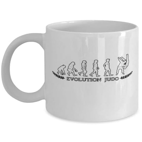 Judo 11 oz Coffee Mug - Evolution Of Martial Arts White Ceramic Gift