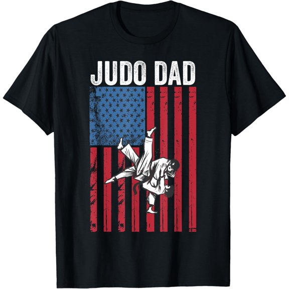 Judo Dad with American Flag, Patriotic Judo Dad T-Shirt