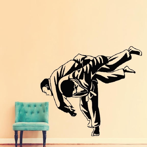 Judo wrestling against martial arts sports vinyl wall stickers youth dormitory bedroom decoration wallpaper mural 47x42cm