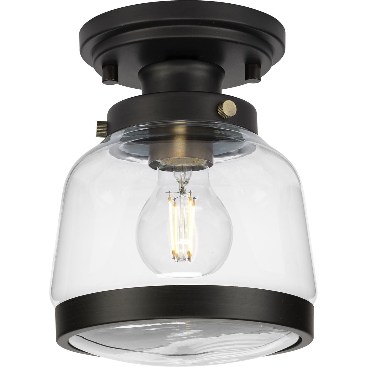 Antique Bronze 8" Farmhouse Glass Semi-Flush Mount Light