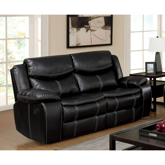 Judson Transitional Leatherette Reclining Loveseat, Black