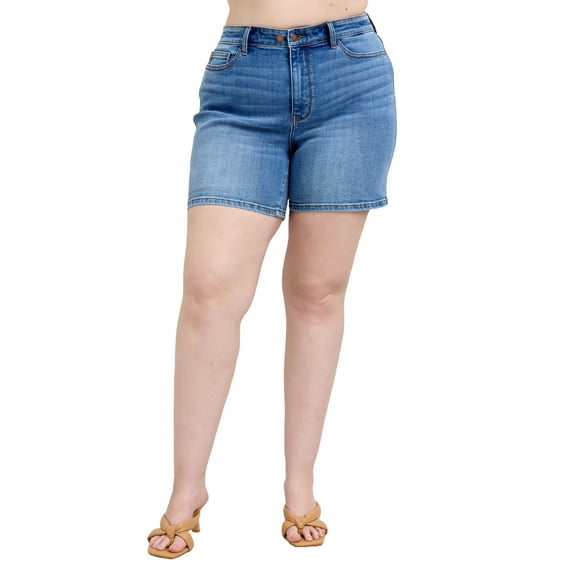 Judy Blue 2 Button Denim Shorts with Pockets Color: Medium, Size: L