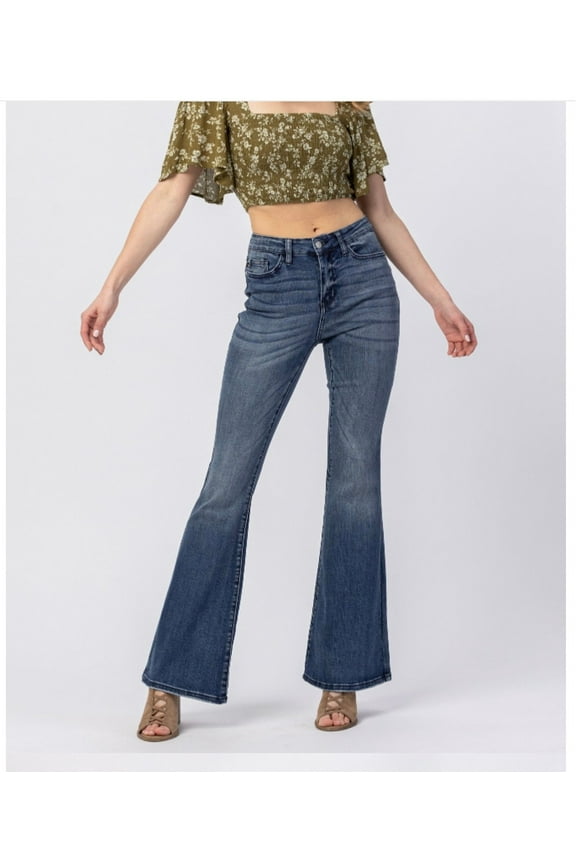 Contrast Flare High Rise Jeans