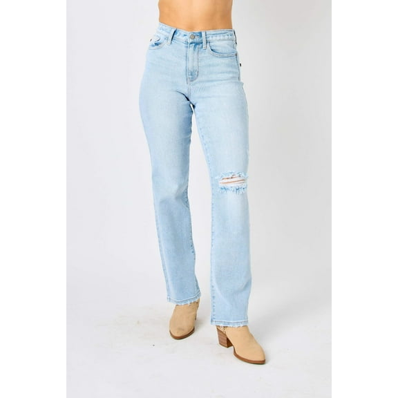 Judy Blue Full Size High Waist Distressed Straight Jeans