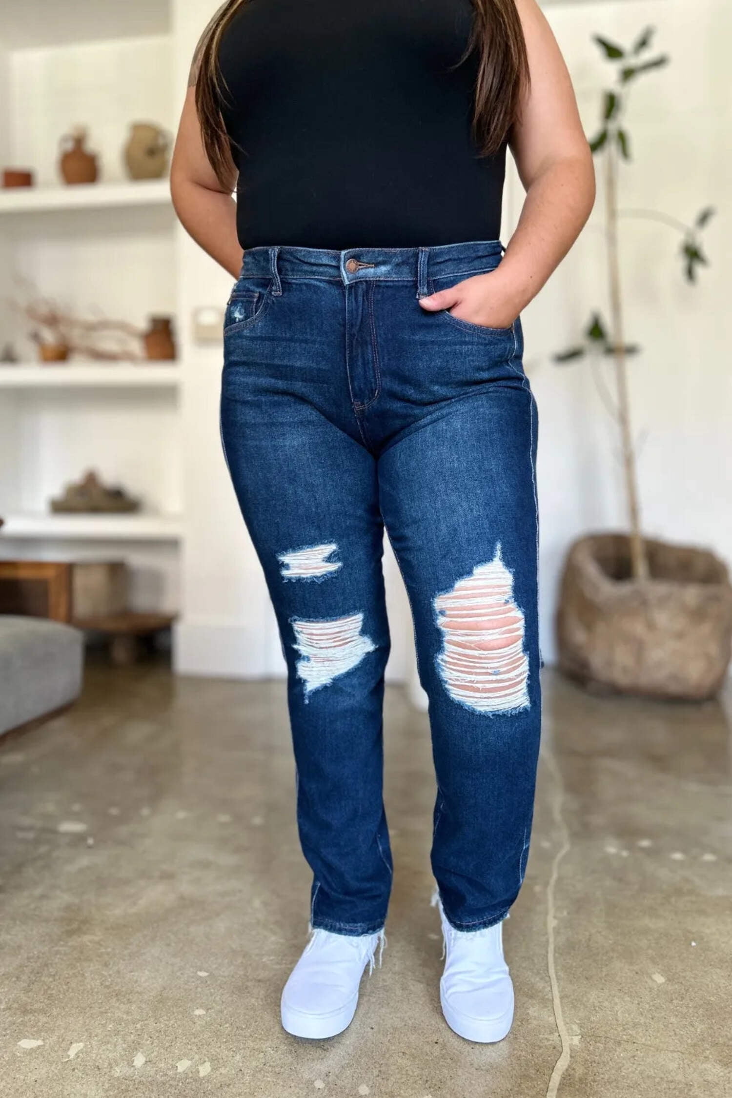 Judy Blue Heavy Destroy Straight Leg Jeans main image 0