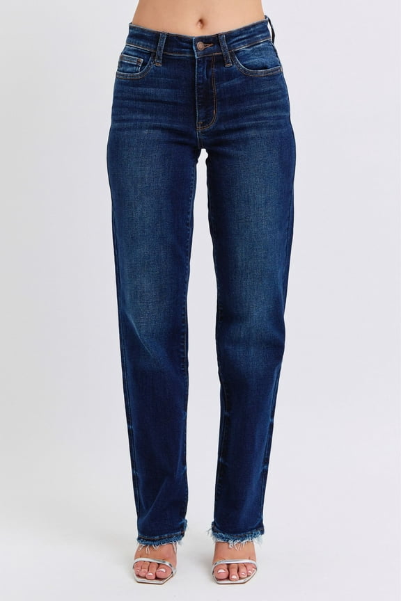Full Size Raw Hem Straight Leg Jeans - 82622TD