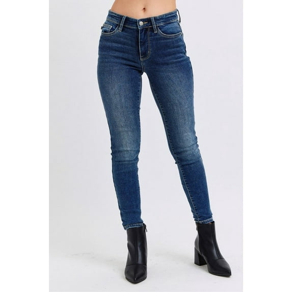 Judy Blue Full Size Run Mid-Rise Waist Skinny Jeans with Thermal Lining