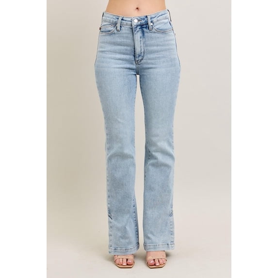 Judy Blue Full Size Tummy Control Vintage Wash Side Slit Slim Boot Jeans Plus Size