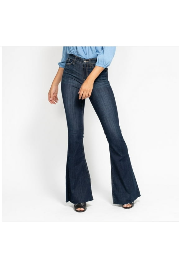 High Waist Raw Hem Flare Jeans (Tall) (27)