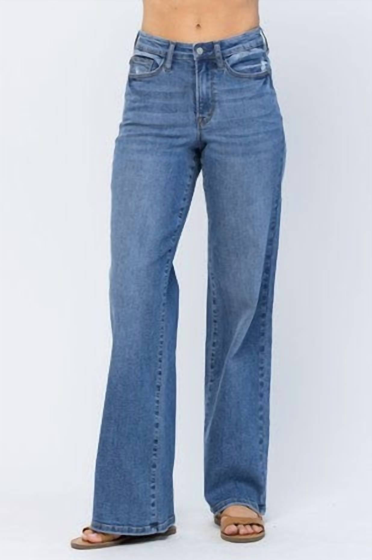 Judy Blue High Waist Trouser Jean Wide Leg - Walmart.com