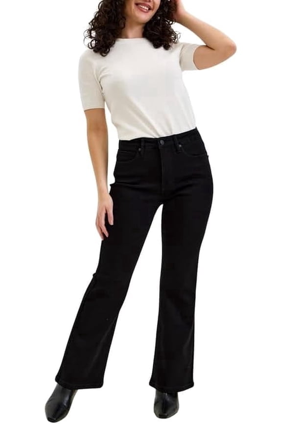 High Waist Tummy Control Classic Black Bootcut Jeans - Petite 29"