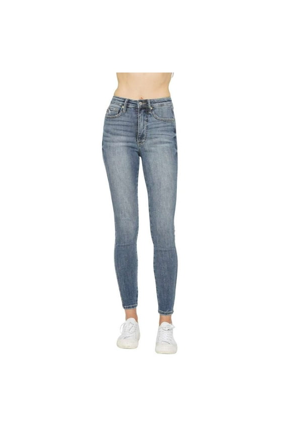 High Waist Tummy Control Contrast Wash Skinny Jeans for Women