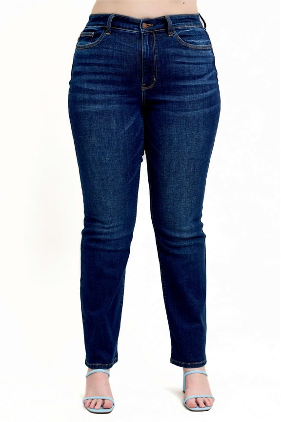 Mid Rise Dark Wash Bootcut Denim Jeans for Women, 20W