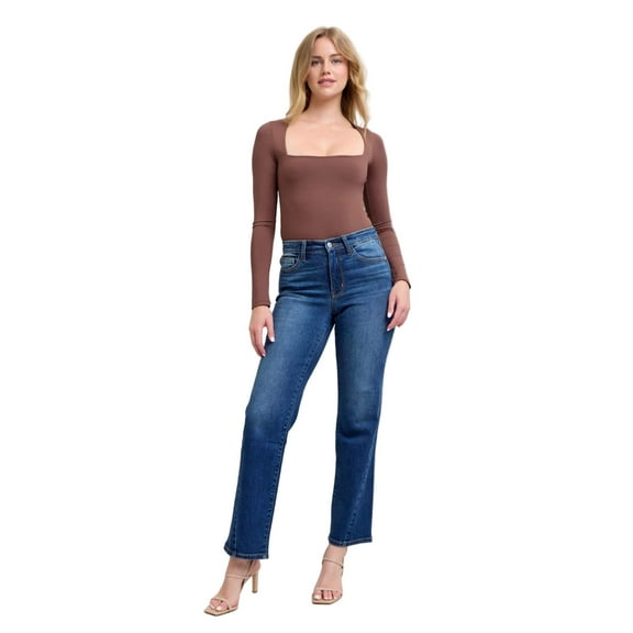 Judy Blue - Aubrey High Rise Side Seam Detail Straight Jeans - 82629