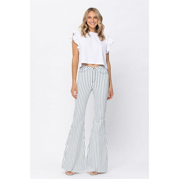 Judy Blue Plus Size High Waist Pin Striped Super Flare Jeans