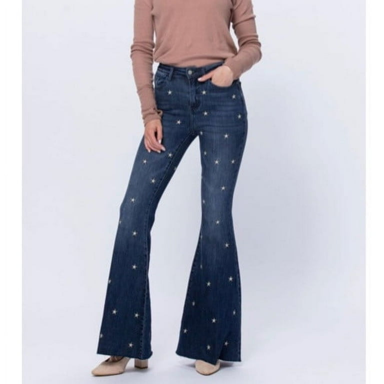 Judy Blue Star Embroidery Super Flare Hi Rise Jeans