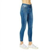 Judy Blue Women's High Waist Tummy Control Skinny Jeans, Grey, Release Hem, Stretch Denim 88792-5/27