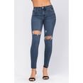 thumbnail image 1 of Judy Blue Womens Destroyed Knee Mid Rise Denim Skinny Jeans (13/31), 1 of 3