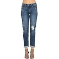thumbnail image 1 of Judy Blue Womens Distressed Cuffed Mid Rise Slim Fit Denim Jeans (22W), 1 of 3