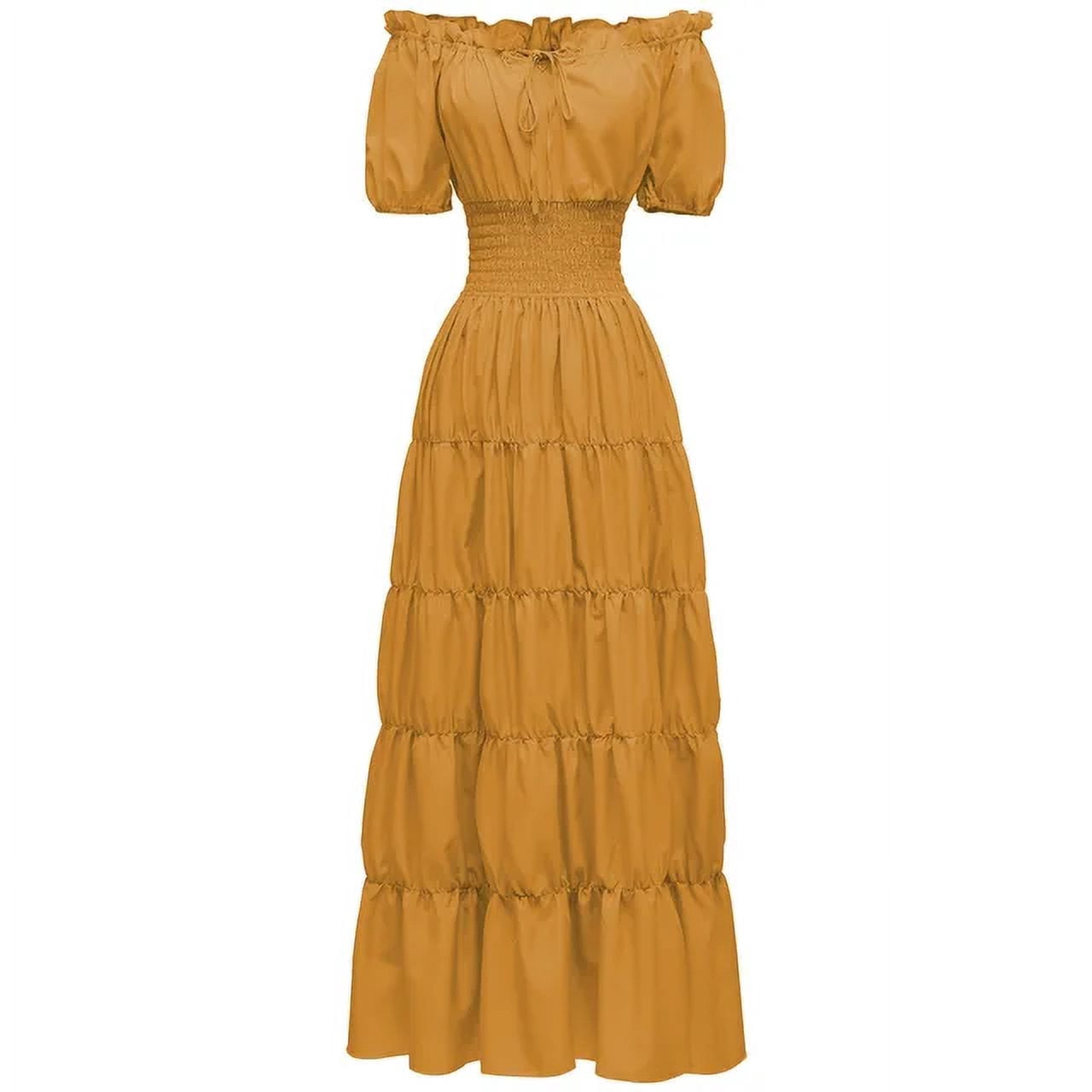 Casual Boho Long Sleeve Off Shoulder Renaissance Dress