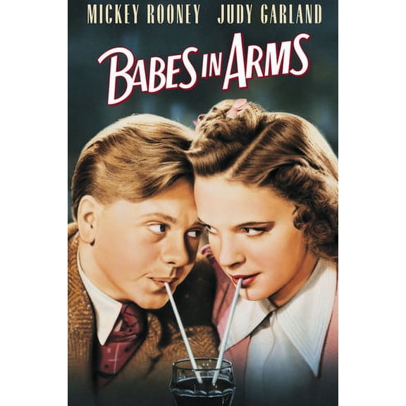 Judy Garland and Mickey Rooney in Babes in Arms sharing soda color art 24x36 Poster