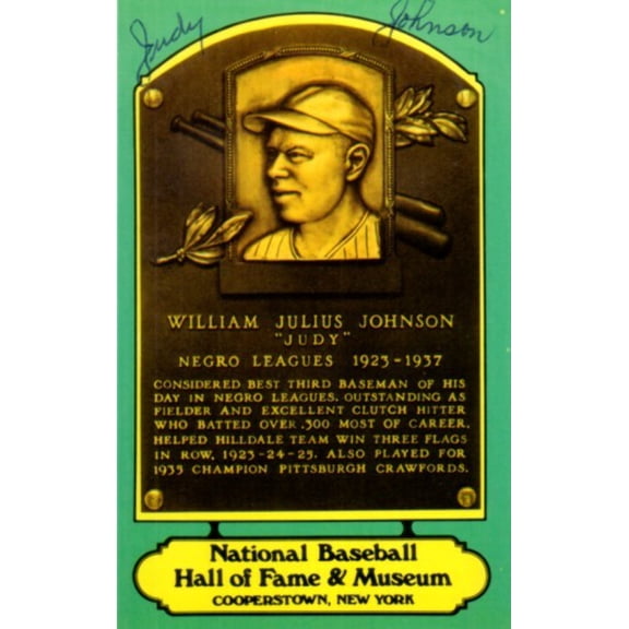 Judy Johnson autographed Baseball Hall of Fame plaque postcard JSA