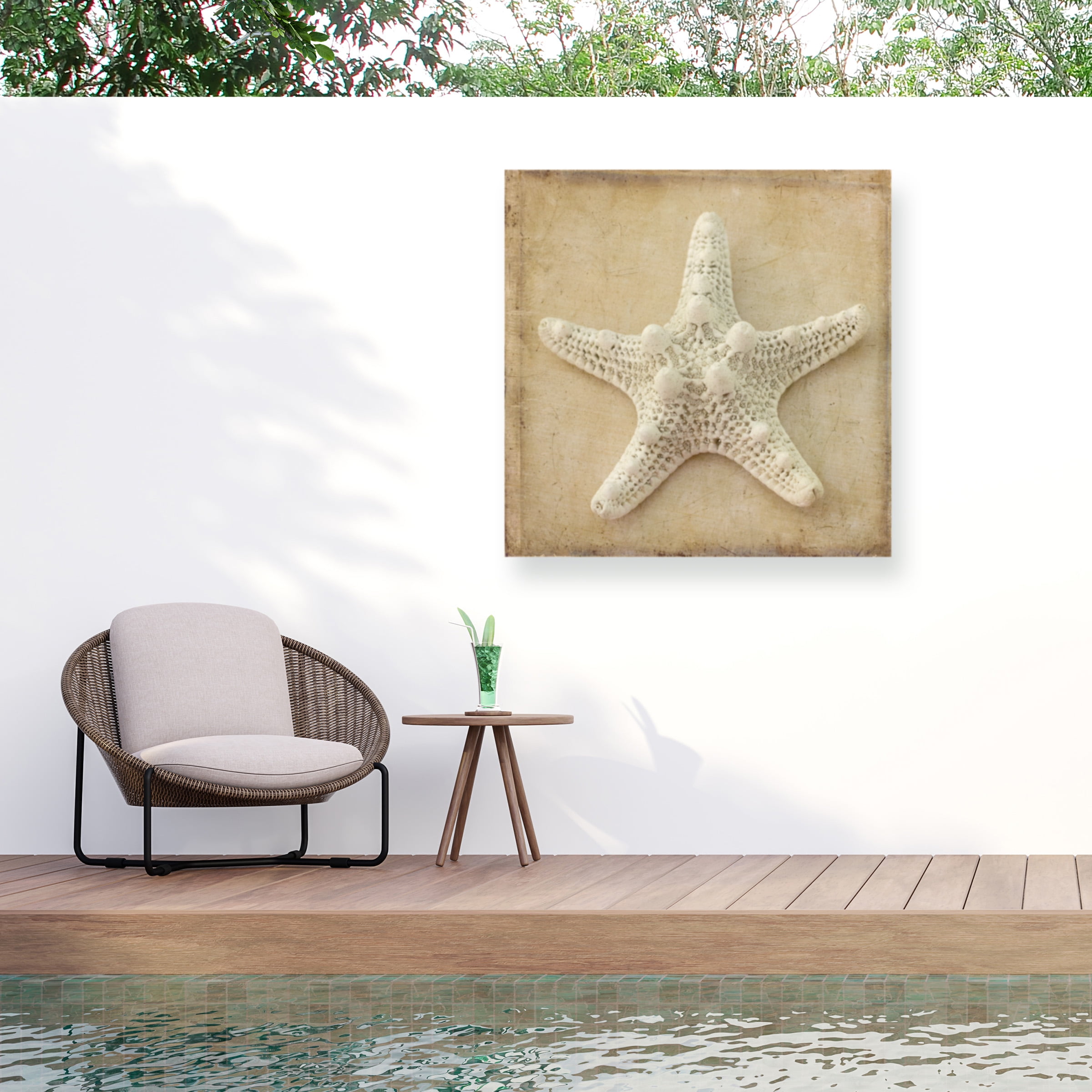 Judy Stalus 'Sepia Shell I' Outdoor Canvas 35x35