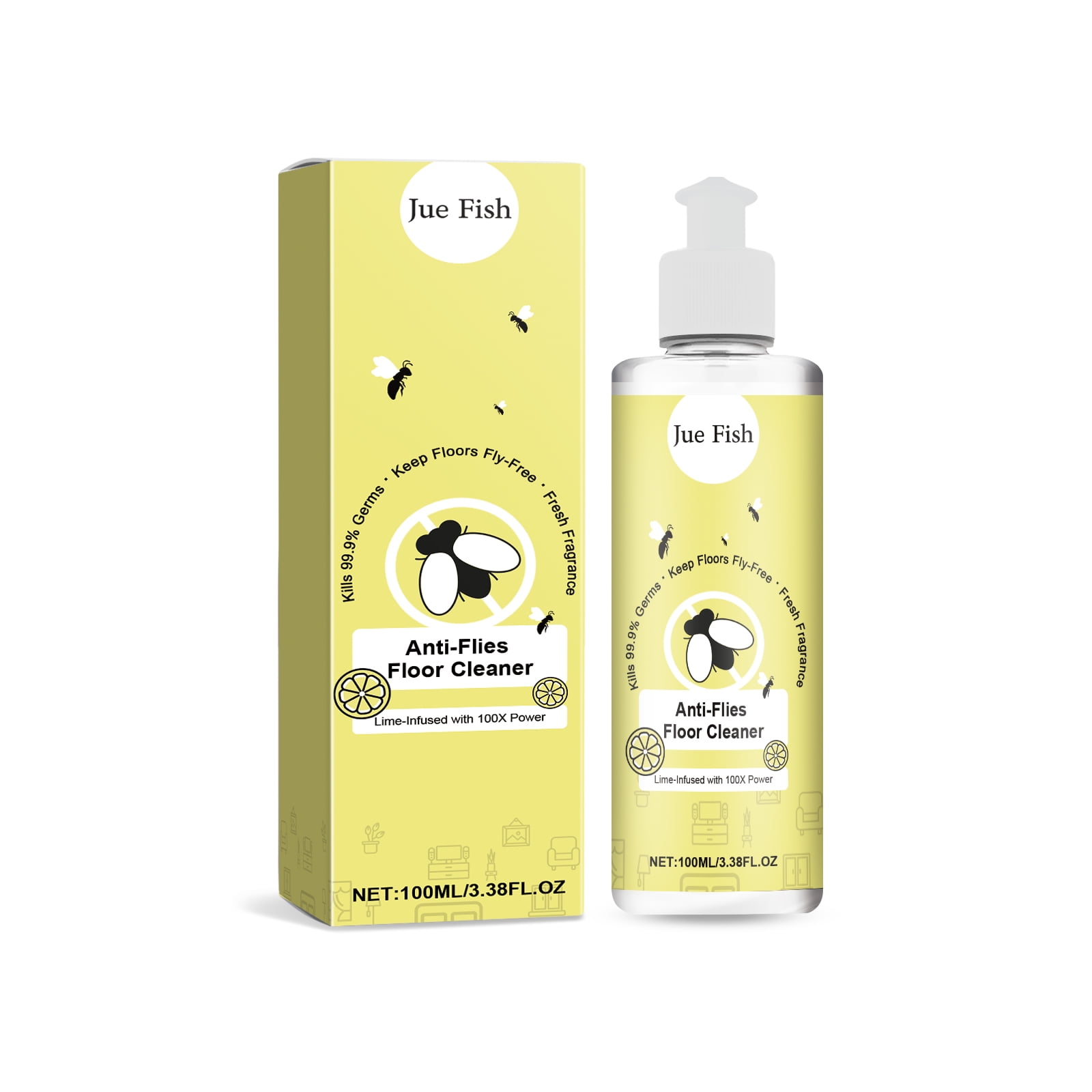 JueFish AntiFly Floor Cleaner, Clean Floor Stains, AntiFly Odor