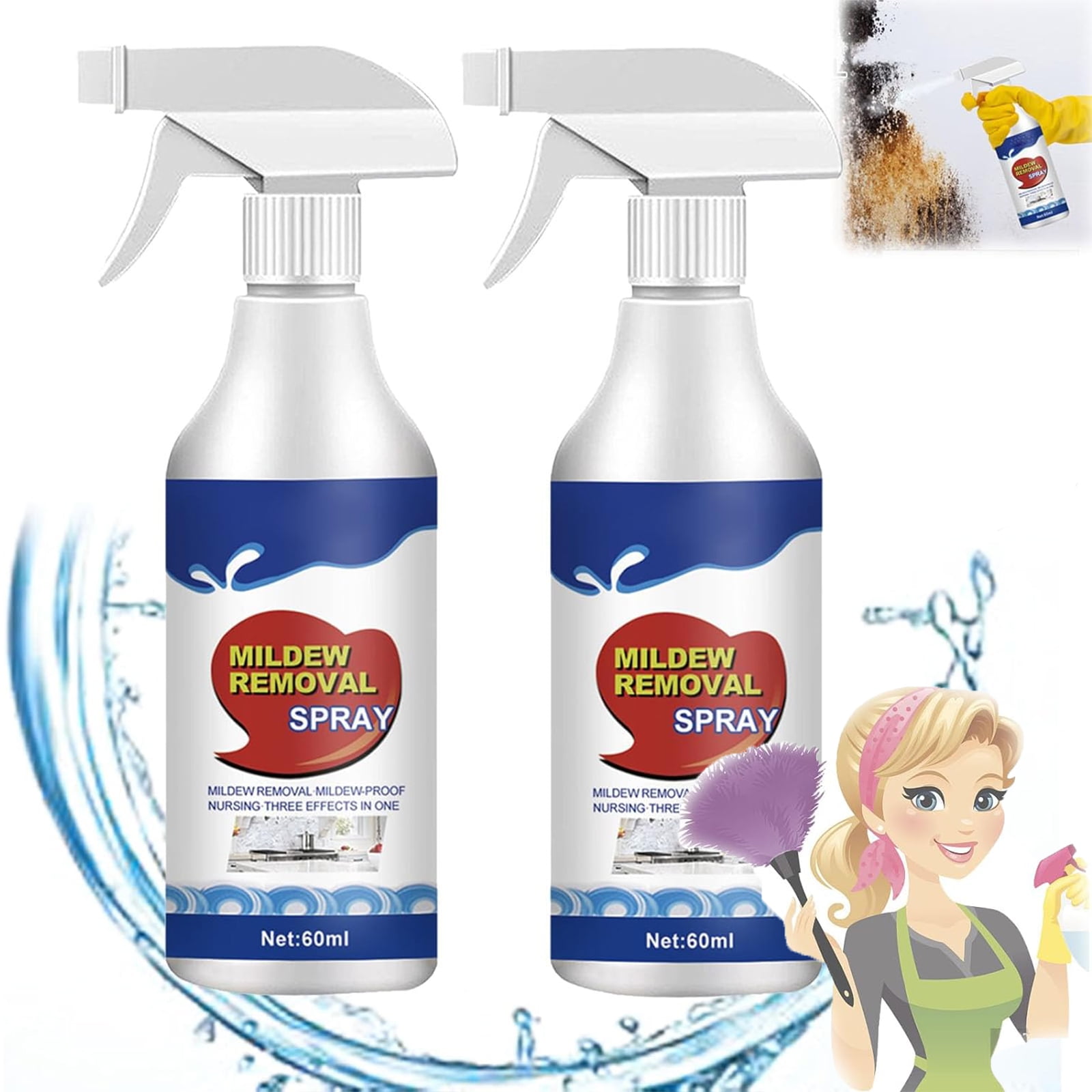 Jue Fish Mildew Removal Spray, Mildew Removal Spray, Mold and Mildew  Remover Bathroom Cleaner, Tile Cleaner for Bathroom Shower, Sink, Bathtubs  and