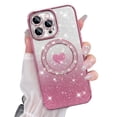 thumbnail image 1 of Jueaes for iPhone 14 Pro Max Case Magnetic, Compatible with Magsafe Glitter Bling Diamond Plating Camera Protection Phone Case with Screen Protector for Girls Women, Pink, 1 of 5